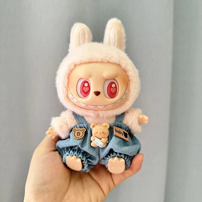 Mini Plush Doll'S Clothes Outfit Accessories For 17cm Korea Kpop Labubu I II Idol Dolls sit party overalls Clothing