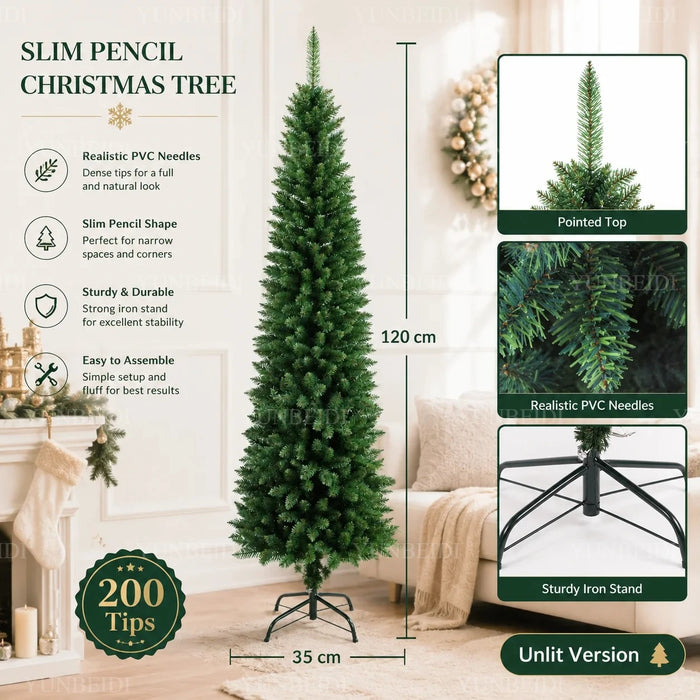 Pencil Artificial Christmas Tree PVC Material Encryption Christmas Tree 120CM to 210CM Family Christmas Party Arrange Decoration