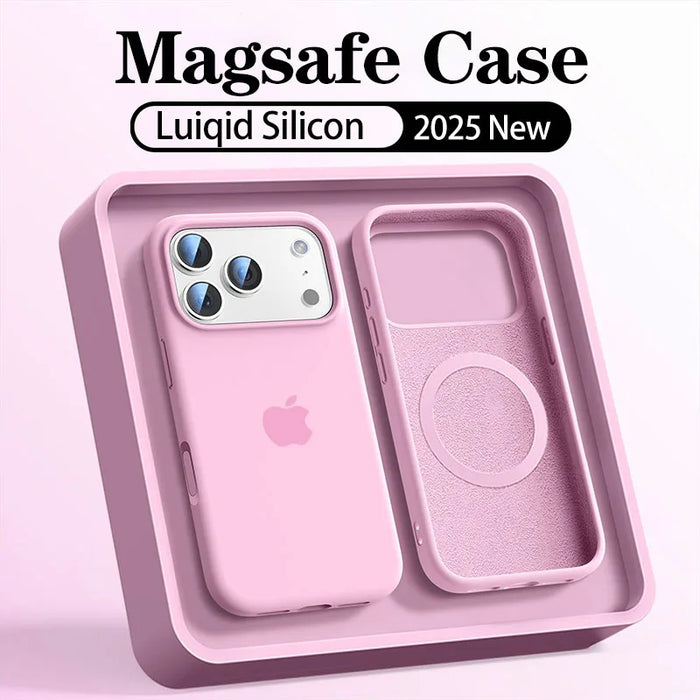 Original Liquid Silicone Magsafe Case for Apple iPhone 17 13 15 16 14 Pro Max Wireless Charging 12 15 16 17 Magnetic Soft Cover
