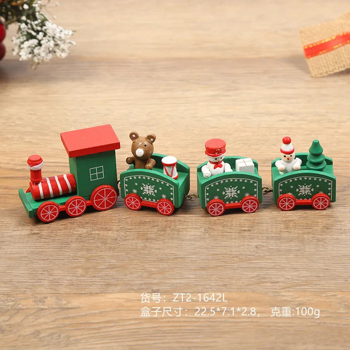 Christmas Decorations Wooden Four Section Small Train Festival Children's Gifts Toy