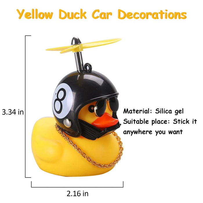 Car Rubber Duck Toy With Helmet for Dashboard Decorations