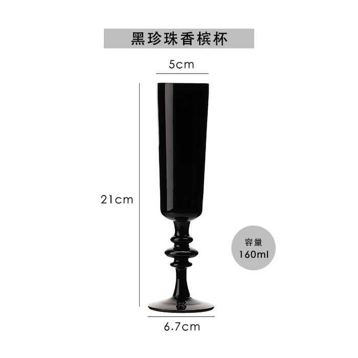 Nordic Black Goblet Black Porcelain Crystal Glass Red Wine Glass Bordeaux Cup Home Ornament Wine Glass Champagne Glass