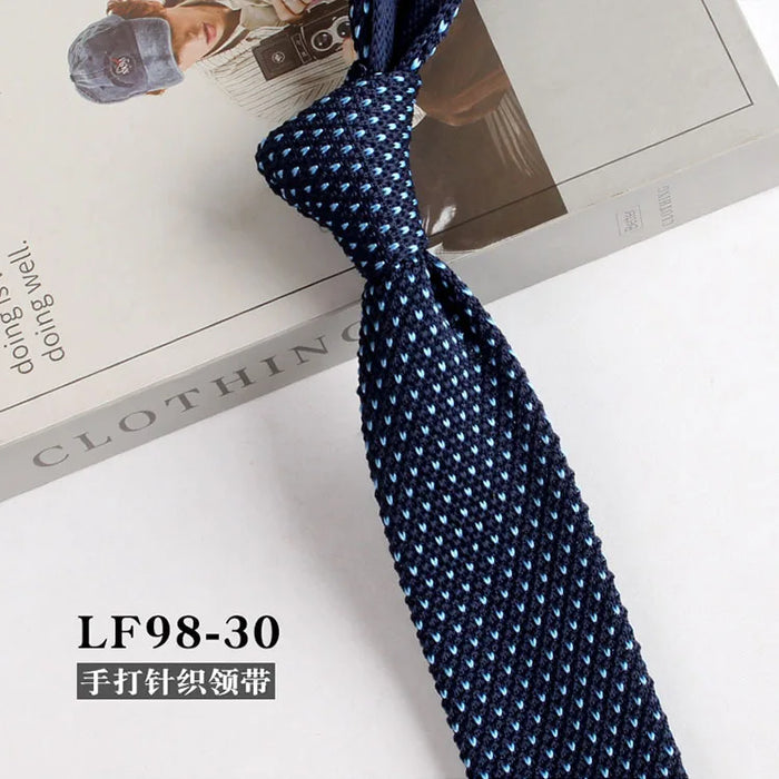 Striped Knitted Neckties For Men Narrow Retro Knitting Neck Tie Korean Style Casual Cravat Shirts Accessories Suit Neckwear