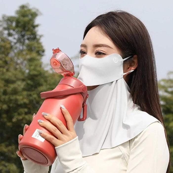 Summer Ice Silk Sun Protection Mask for Women UPF50+ Anti-UV Balaclava Scarf Outdoor Cycling Hiking 360° Face Neck Cover