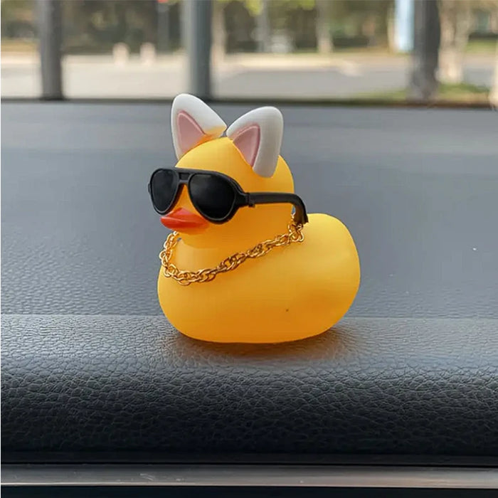 Car Ornament Rubber Yellow Duck for Dashboard Decorations
