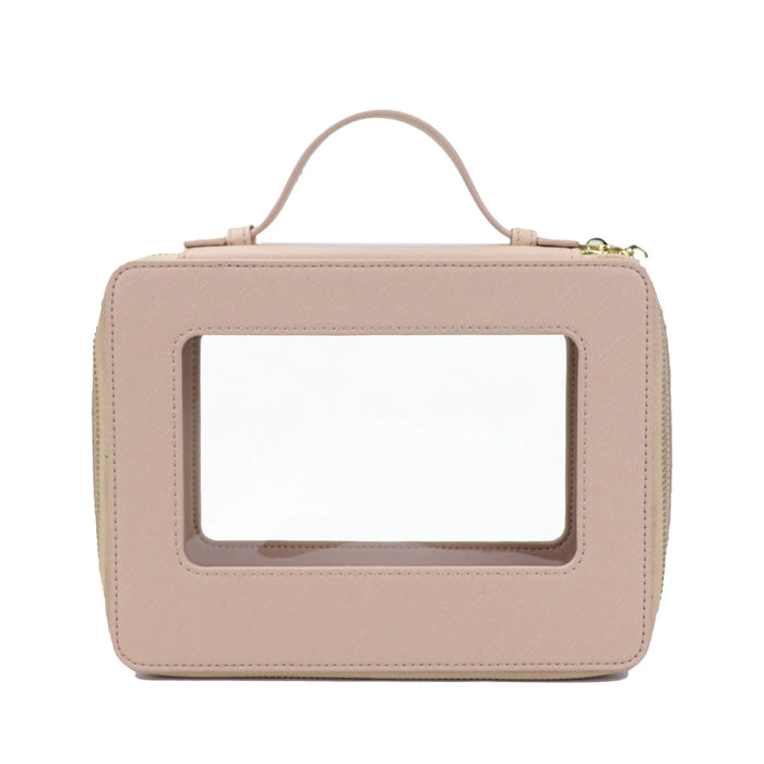 Customized Letters Transparent Makeup Bag Saffiano Portable Cosmetic Case