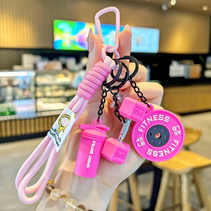 Dopamine Barbell Plates Keychain Kettlebell INS Simulation Dumbbells Keyring Detachable Creative Fitness Series Pendant Gifts