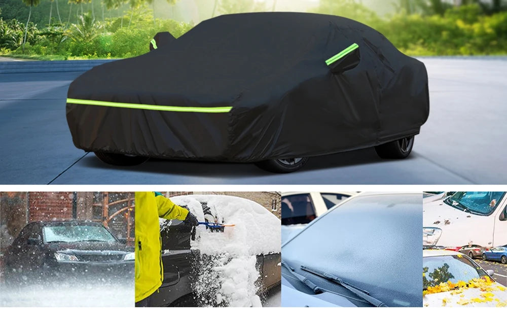 Windproof Full Car Cover All Weather Outdoor Car Covers with Zipper