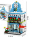 Clock tower flower shop building block model, 12 cm tall