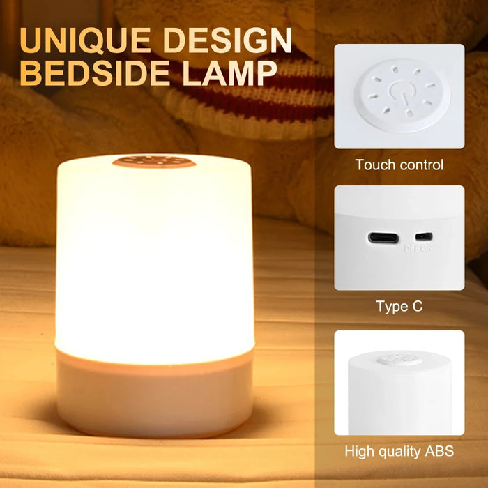 Touch Night Light Bedroom Table Lamp 3 Modes Dimming Rechargeable Night Lamp Ambient Light Soft Light Bedside Lamp For Kids Gift