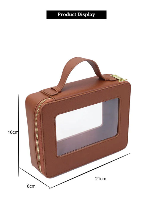 Customized Letters Transparent Makeup Bag Saffiano Portable Cosmetic Case