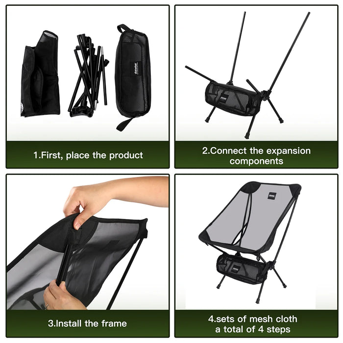 Moon Chair Breathable Outdoor Chair Camping Fishing Chair Mesh Material 7075 Aluminum Alloy Breathable Surface Anti Sinking