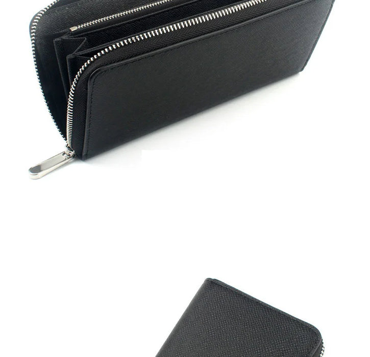 Custom Initial Letters Genuine Saffiano Leather Unisex Long Wallet Purse