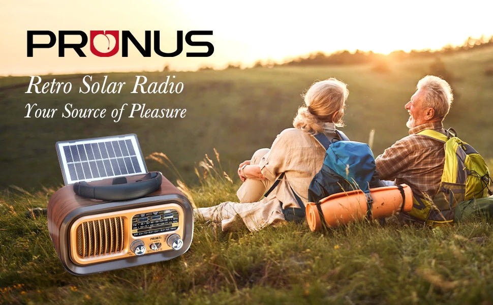PRUNUS J-150 Retro Vintage Radio Bluetooth, Portable Radio AM FM Transistor Solar/Battery Operated Radio/Rechargeable Radio