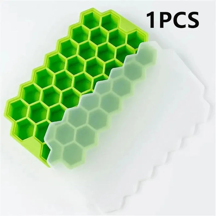 Large-capacity Silicone Ice Trays Mold Reusable Honeycomb Ice Cube Maker Food Grade Ice Maker with Lids Popsicle Mould Ice Mold