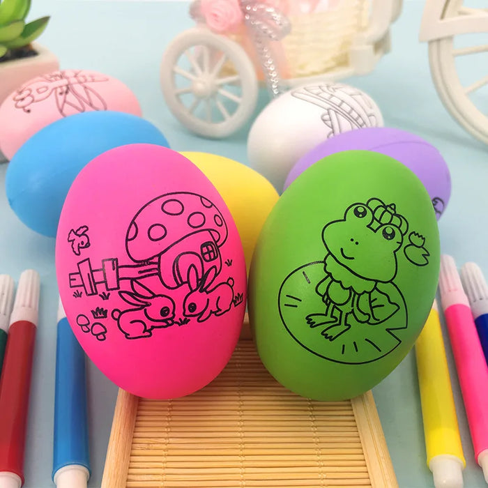 12pcs DIY Painting Easter Eggs  for Children Arts Crafts Color Filling Drawing Toy Kids Birthday Party Favors Kindergarten Gifts