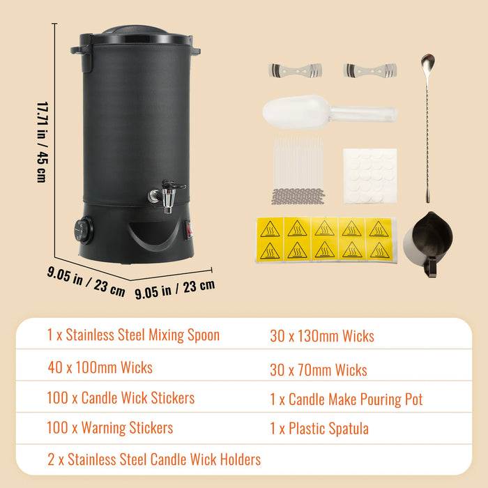 SucceBuy 6.5L 10L Wax Melter for Candle Making Large Electric Wax Melting Pot Easy Pour Spout 9-Level Temperature Control