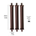 Three brown curling rods, about 25 cm long and 3 cm wide
