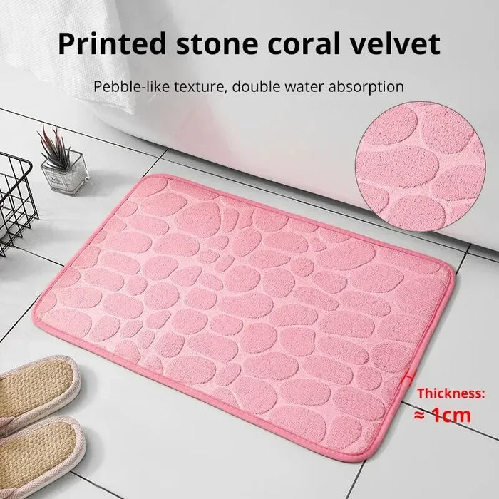 Non Slip Carpets Cobblestone Embossed Bathroom Side Floor Rug Memory Foam