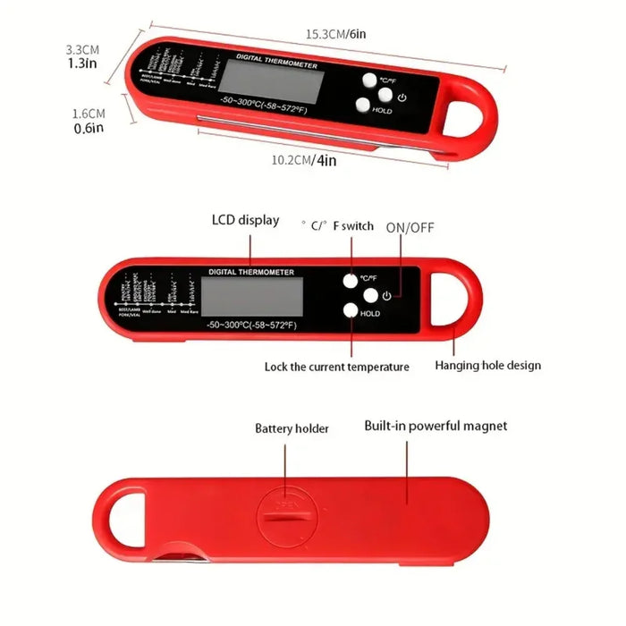 Instant Read Meat Thermometer Stainless Steel Kitchen Cooking Bbq Digital Meat Thermometer With Probe