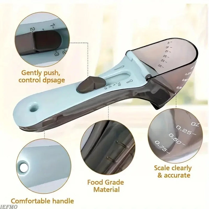 1Pc Adjustable Measuring Cup And Measuring Spoon Plastic Spoon Measuring Cup With Handle For Dry And Liquid Kitchen Tool