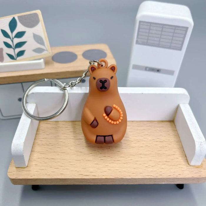 Cute Capybara Keychain Doll Capibala Pendant Cycling Backpack Key Mobile Phone Pendant Accessories Ugly Cute Pvc Soft Rubber