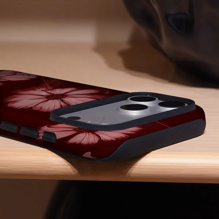 Burgundy Star Bloom Phone Case for IPhone 17 16 15 14 13 Pro Max Plus for Magnetic Single Double-layer Tough Case