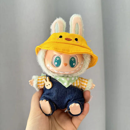 Mini Plush Doll'S Clothes Outfit Accessories For 17cm Korea Kpop Labubu I II Idol Dolls sit party overalls Clothing