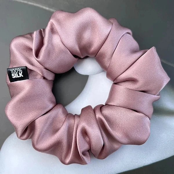 Mulberry silk scrunchie, Cameo Brown