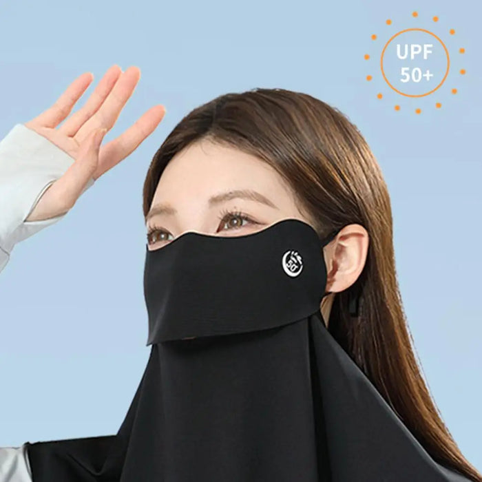 Summer Ice Silk Sun Protection Mask for Women UPF50+ Anti-UV Balaclava Scarf Outdoor Cycling Hiking 360° Face Neck Cover