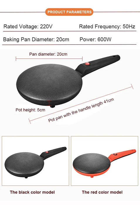 110V/220V Household Non-stick Pancake Machine Electric Crepe Baking Pan Instant Heating Spring roll Pastry Frying Grilling Plate