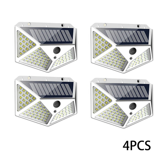 1-12 Pack Solar Lights Outdoor 100 LED Wall Lamp Motion Sensor Lights Waterproof Solar Street Light for Garden Porch Yard Garage