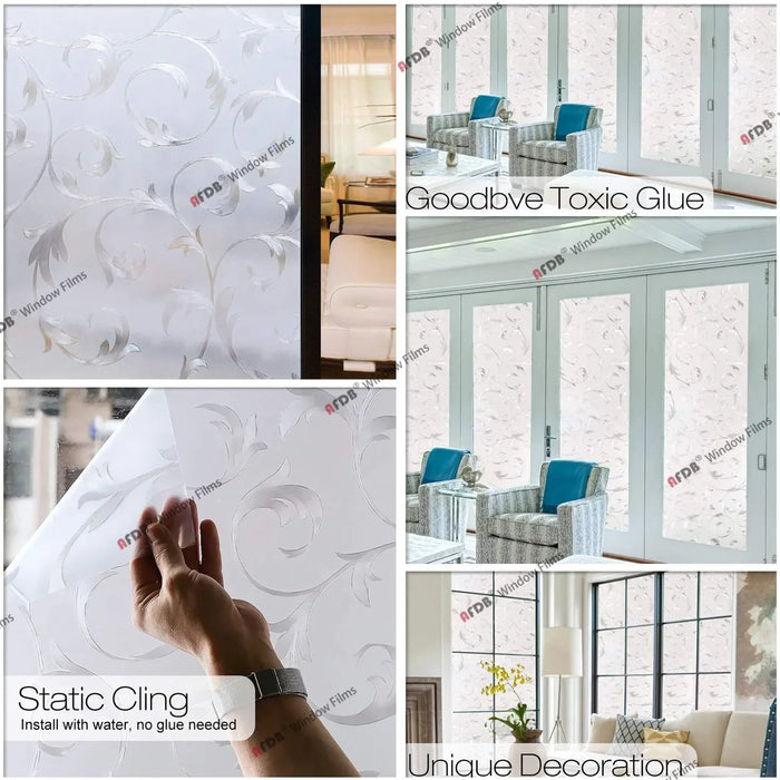 Stained Decorative Window Film Static Self Adhesive Glass Sticker Heat Control Vinyl Window Cling For Home Door Glass Decals