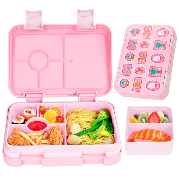 1100ml Cartoon Christmas Printed Lunch Box Microwavable Bento Box Interlayer Leakproof Storage Box Hermetic Containers Students