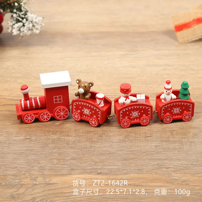Christmas Decorations Wooden Four Section Small Train Festival Children's Gifts Toy