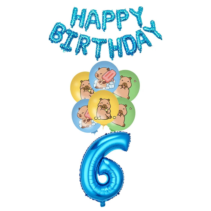 Capybara Birthday Decoration Cartoon Tableware Cups Plate Napkin Balloons Capybara Theme Birthday Party Decoration Supplies Kit