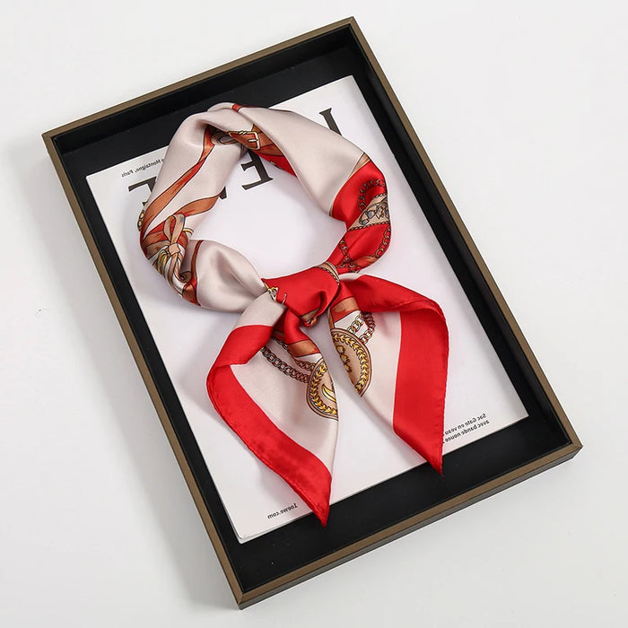 2024 Luxury Square Silk Scarf for Women Hijab Hair Bands Neckerchief Female Satin Shawl Ribbon Headband Fashion Wraps Bandana