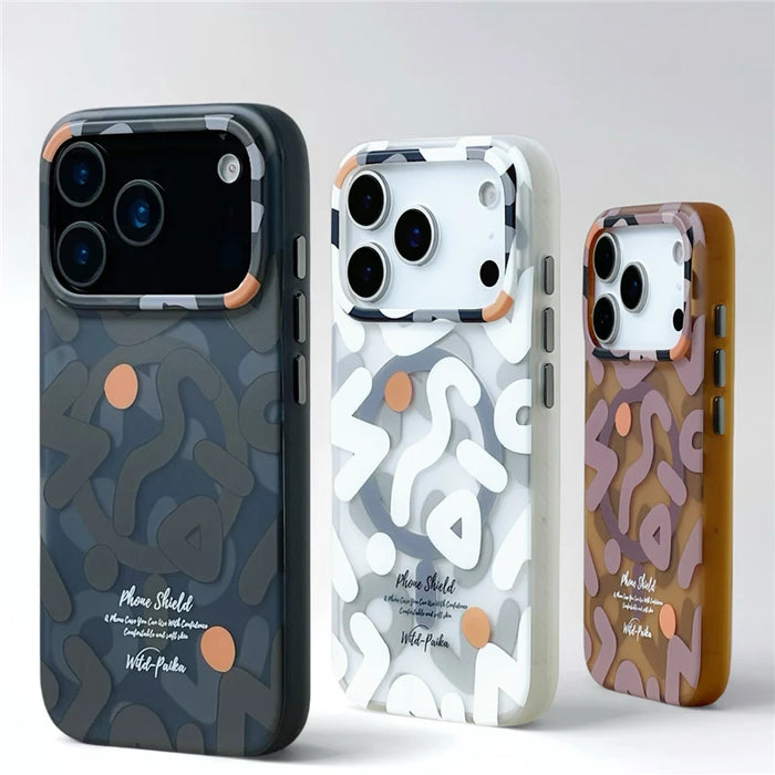 Trendy Graffiti Pattern for Magsafe Wireless Charge Case For iPhone 17Air 17Pro 16 15 17Pro Max Matte Shockproof Magnetic Cover