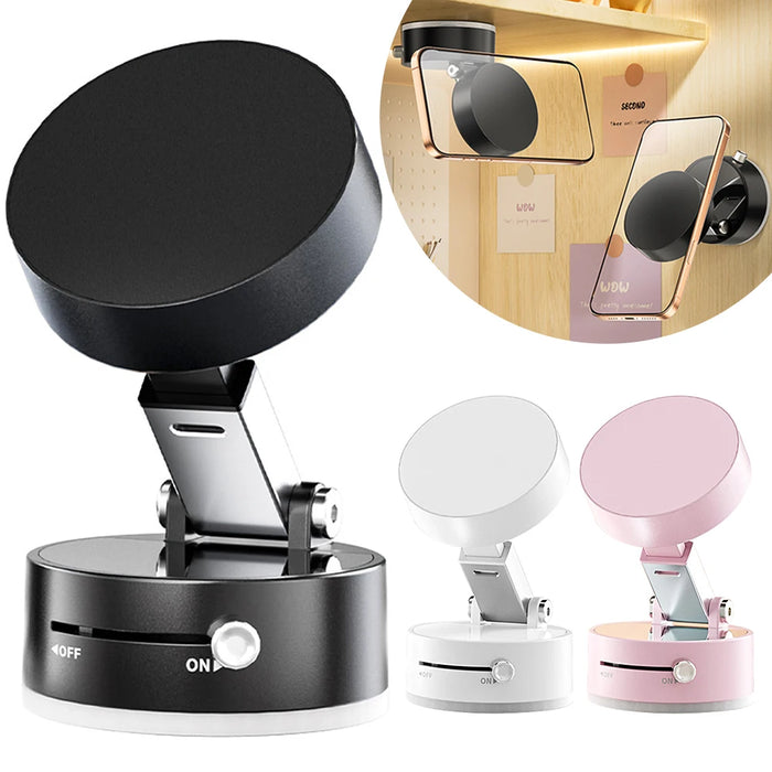 Suction Cup Magnetic Phone Holder Multifunctional Foldable Vacuum Storage Holder for Home Kitchen Vacuum Phone Mount
