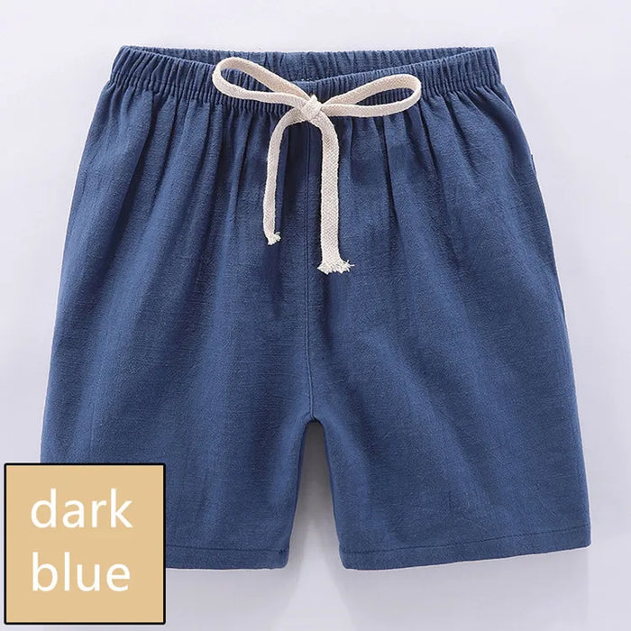 Dark blue kids' cotton linen shorts