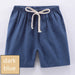 Dark blue kids' cotton linen shorts