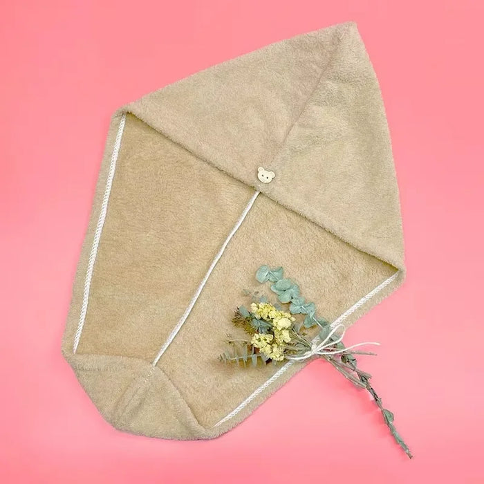 Beige coral fleece hair towel wrap, colour 22#