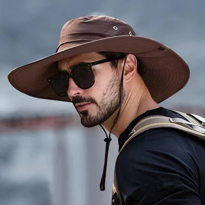 New Sun Protection Fishing Hat Summer Breathable Mesh Camping Hiking Caps Anti-UV Sun Hat Mountaineering Caps Men's Panama Hat