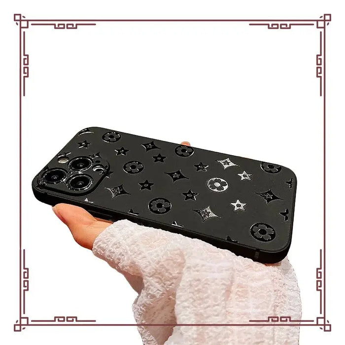 Luxury Retro Classic Phone Case For iP 16 15 14 13 12 11Pro Max XR X XS 12Mini 16Puls 15Pro Soft Silicone Black Phone Cases