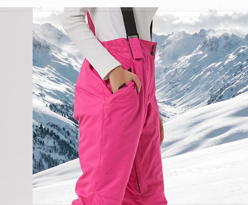 Ski Pants Women Thick  Waterproof Winter Snow Pants Breathable Overalls