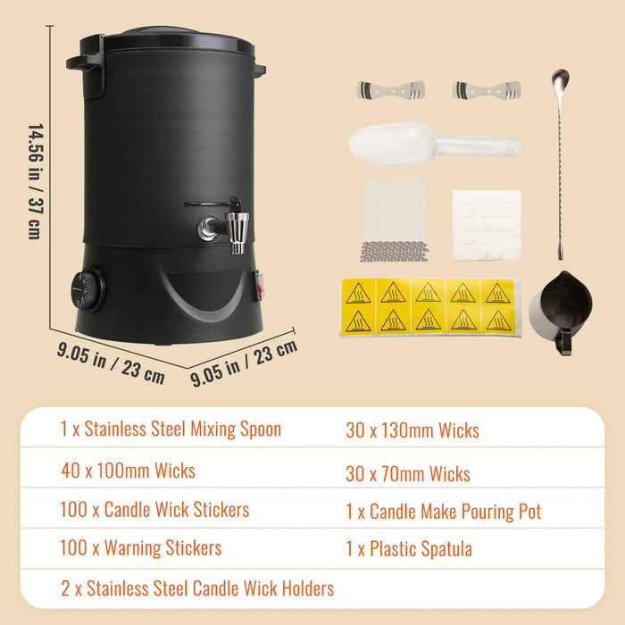 SucceBuy 6.5L 10L Wax Melter for Candle Making Large Electric Wax Melting Pot Easy Pour Spout 9-Level Temperature Control