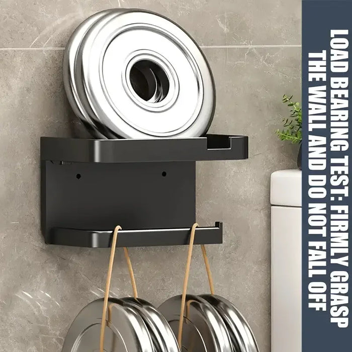 1 Pack Wall-Mounted No-Drill Toilet Paper Holder with Shelf and Phone Holder, Polypropylene Material, Bathroom Tissue Roll Dispe