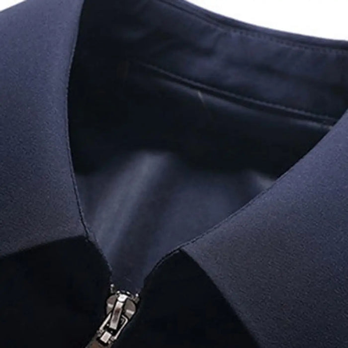 Men Jacket Elegant Mid-aged Men's Lapel with Zipper Closure