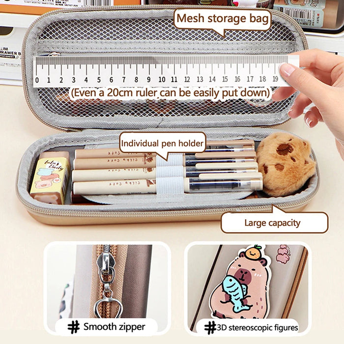 3D Cute Capybara Pencil Case Drop Resistant Waterproof Storage Box Hard Shell Decompression Pen Bag Student School Supplies