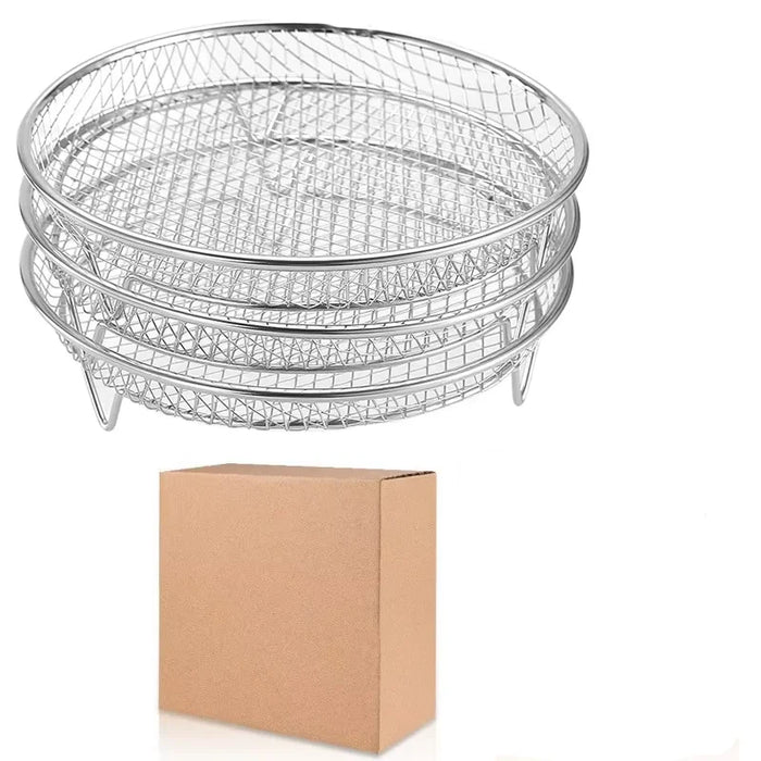 3Layers Air Fryer Rack Stainless Steel Stackable Grill Food Dehydrator Basket Air Fryer Accessory  Cook Several Food in One Time